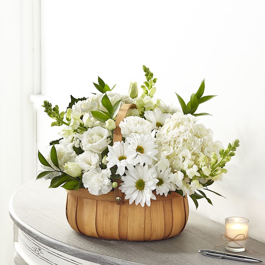 Pure Ivory Basket – Prestige House Of Flowers, Biddeford ME