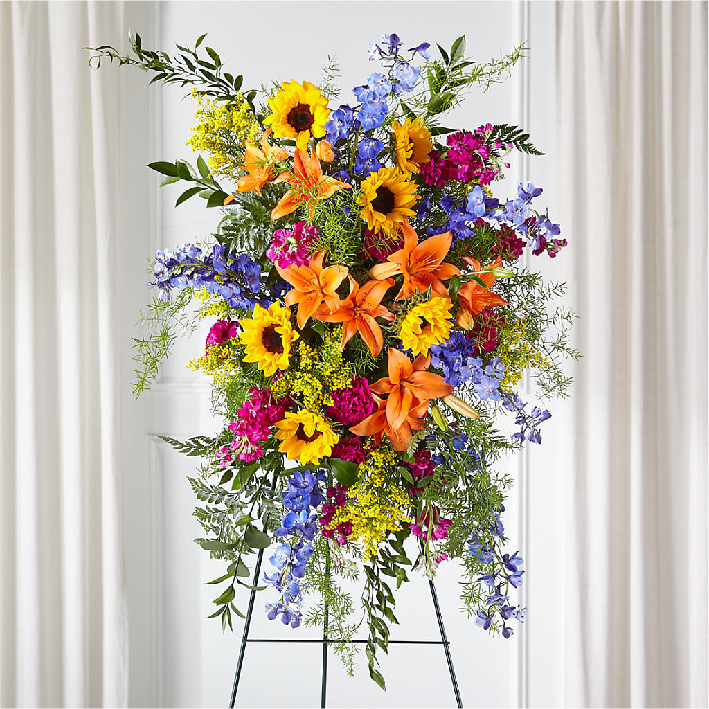 Sunlit Memories Standing Spray (Standard) – Prestige House Of Flowers, Biddeford ME